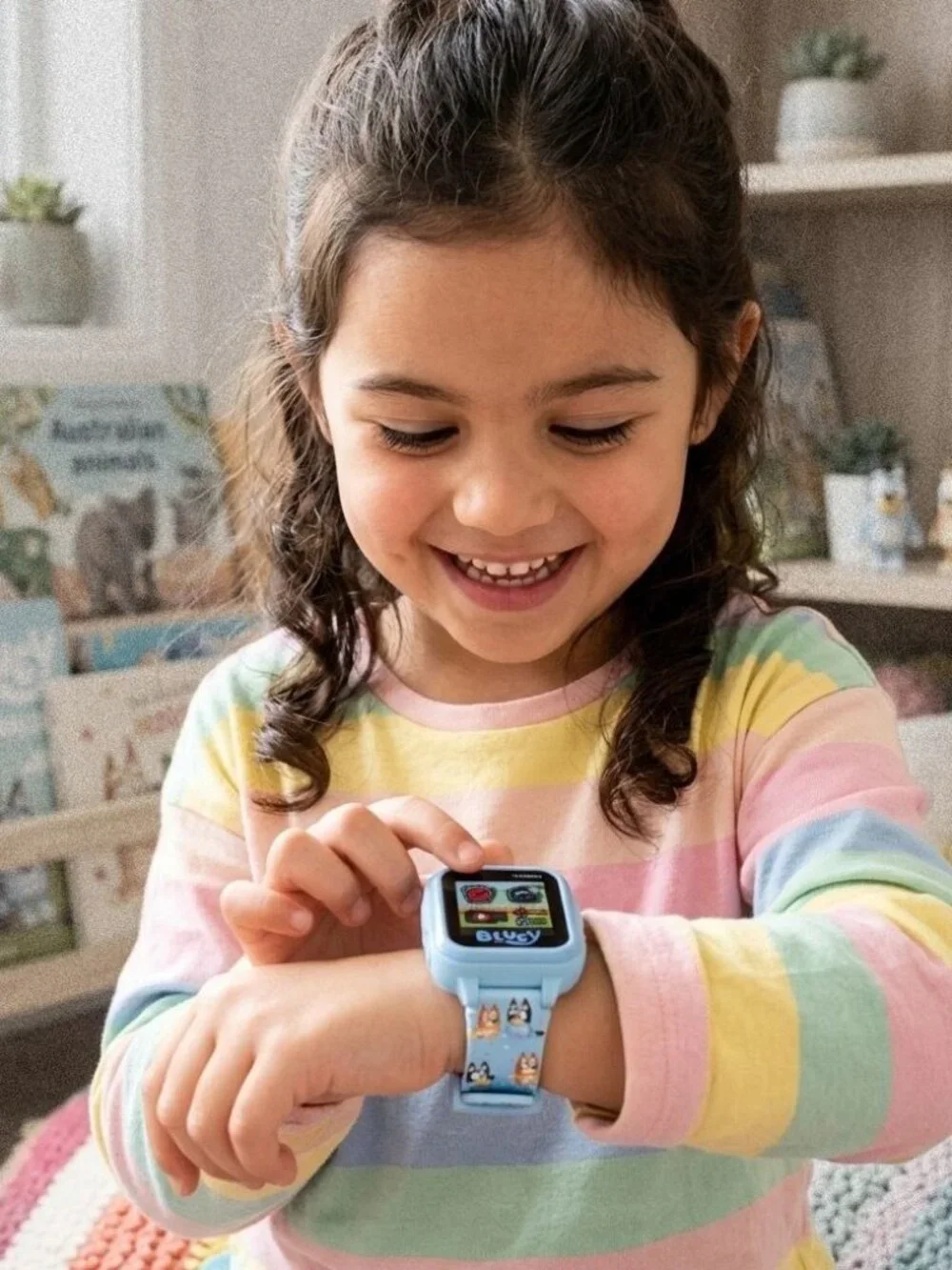 Bluey Children's Touchscreen Smart Watch Silicone Strap and Blue Case 42MM